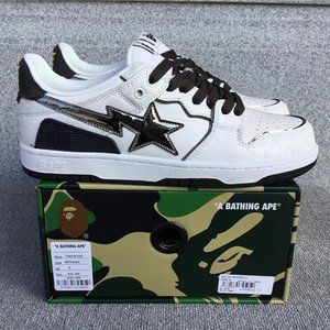 A Bathing Ape Bape SK8 Sta White Silver Sneakers